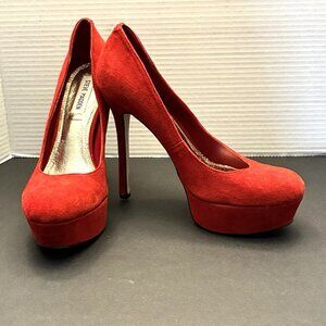 Steve Madden ALLYY Red Suede Platform Pumps Heels Women's Size 10-Sexy Stiletto